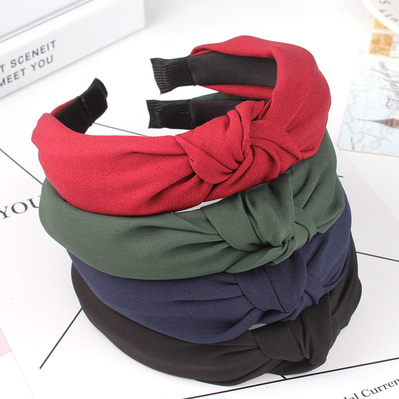 Wholesale Cross Wide Edge Knotted Fabric Headbands
